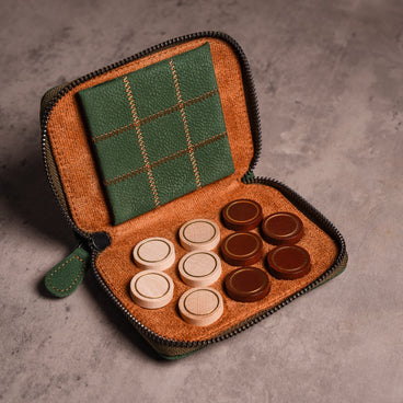 Melia Games Backgammon Deluxe Voyage – Cuir Crazy Horse Vintage, Pions En Buis Fait Main (Couleur Crazy Tobacco)
