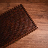 Braided Straw & Leatherette Backgammon Set