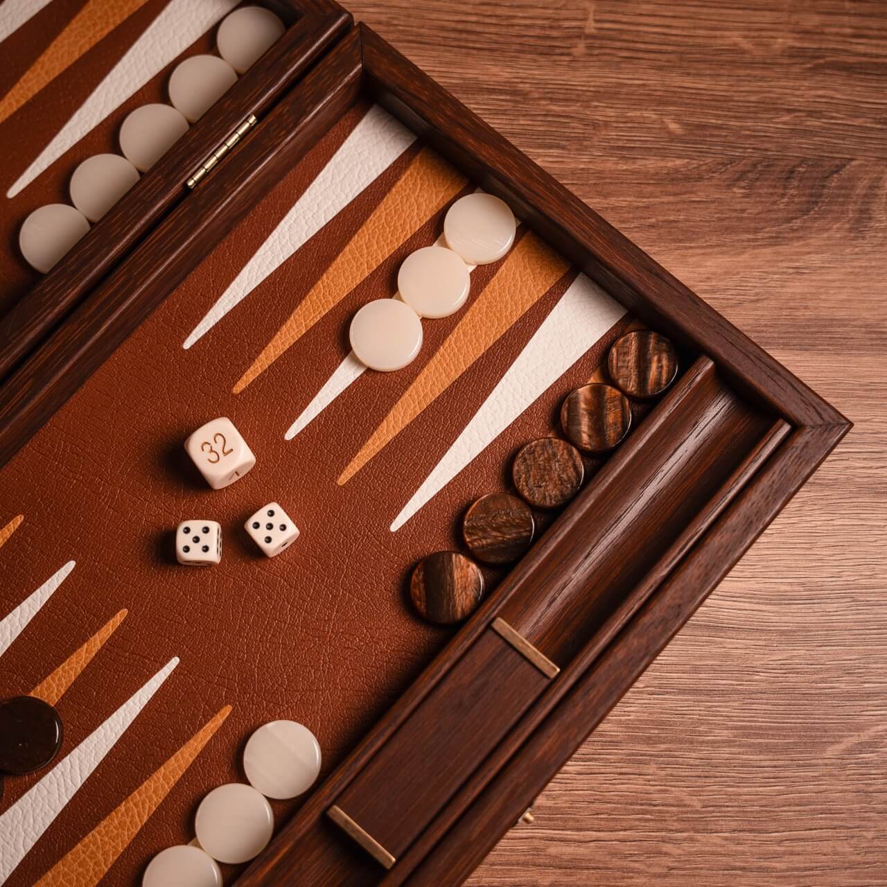 Braided Straw & Leatherette Backgammon Set