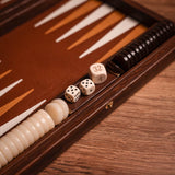 Braided Straw & Leatherette Backgammon Set