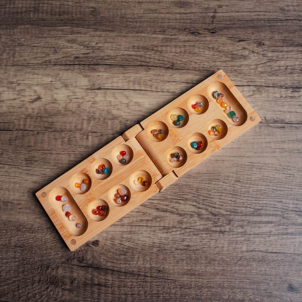 Folding Bamboo Mancala Set