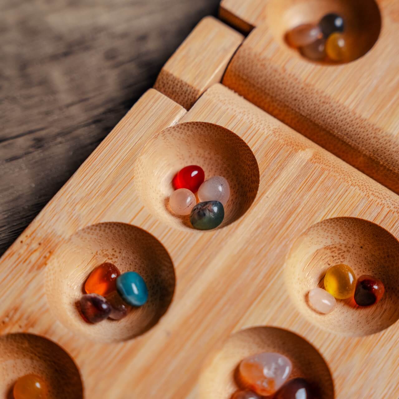 Folding Bamboo Mancala Set
