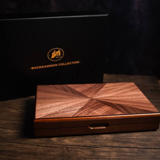 Compact Walnut Briar Backgammon Set