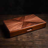 Compact Walnut Briar Backgammon Set