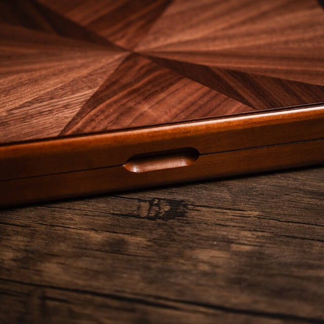Compact Walnut Briar Backgammon Set