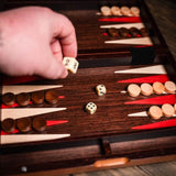 Compact Walnut Briar Backgammon Set