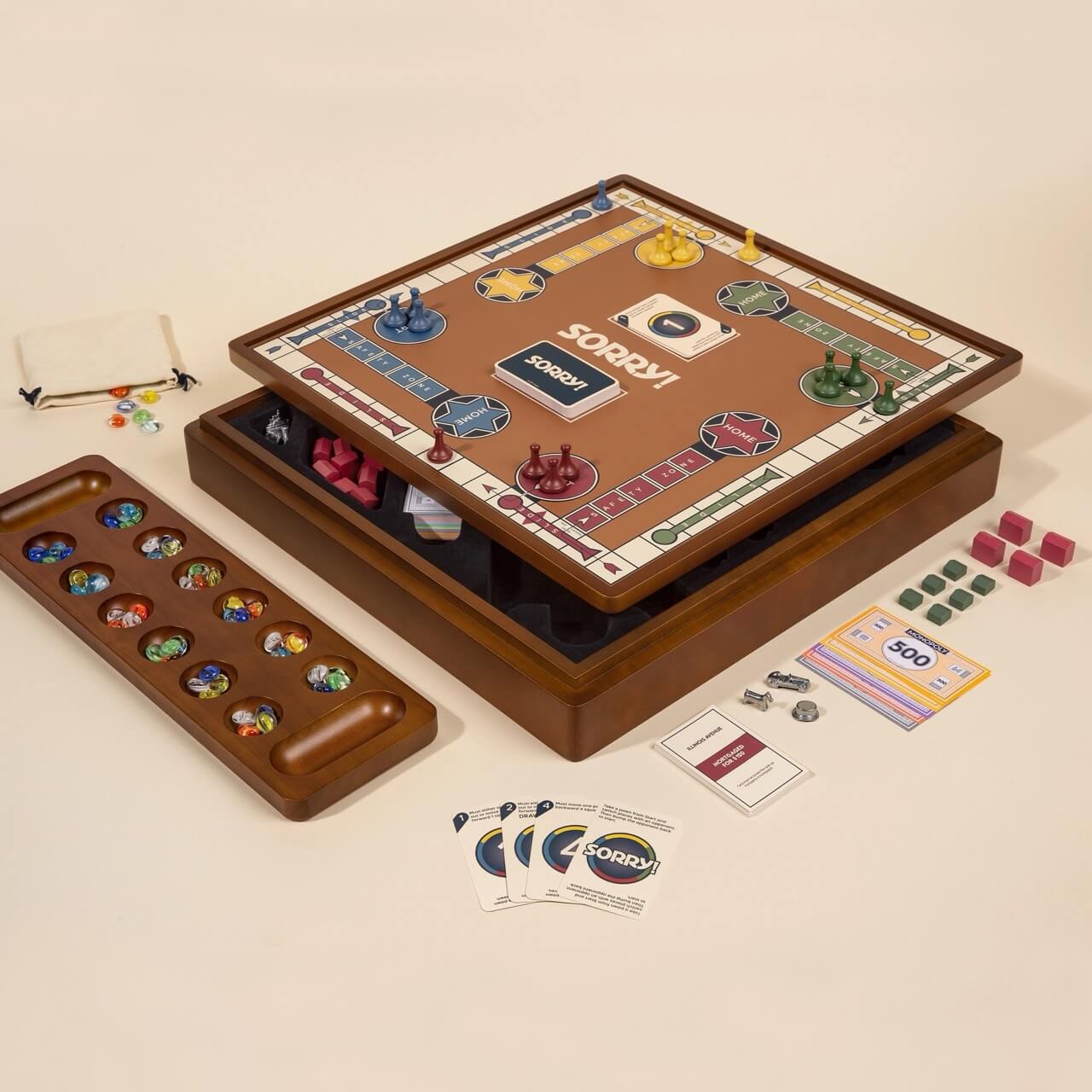 3-in-1 Compendium: Monopoly, Sorry & Mancala