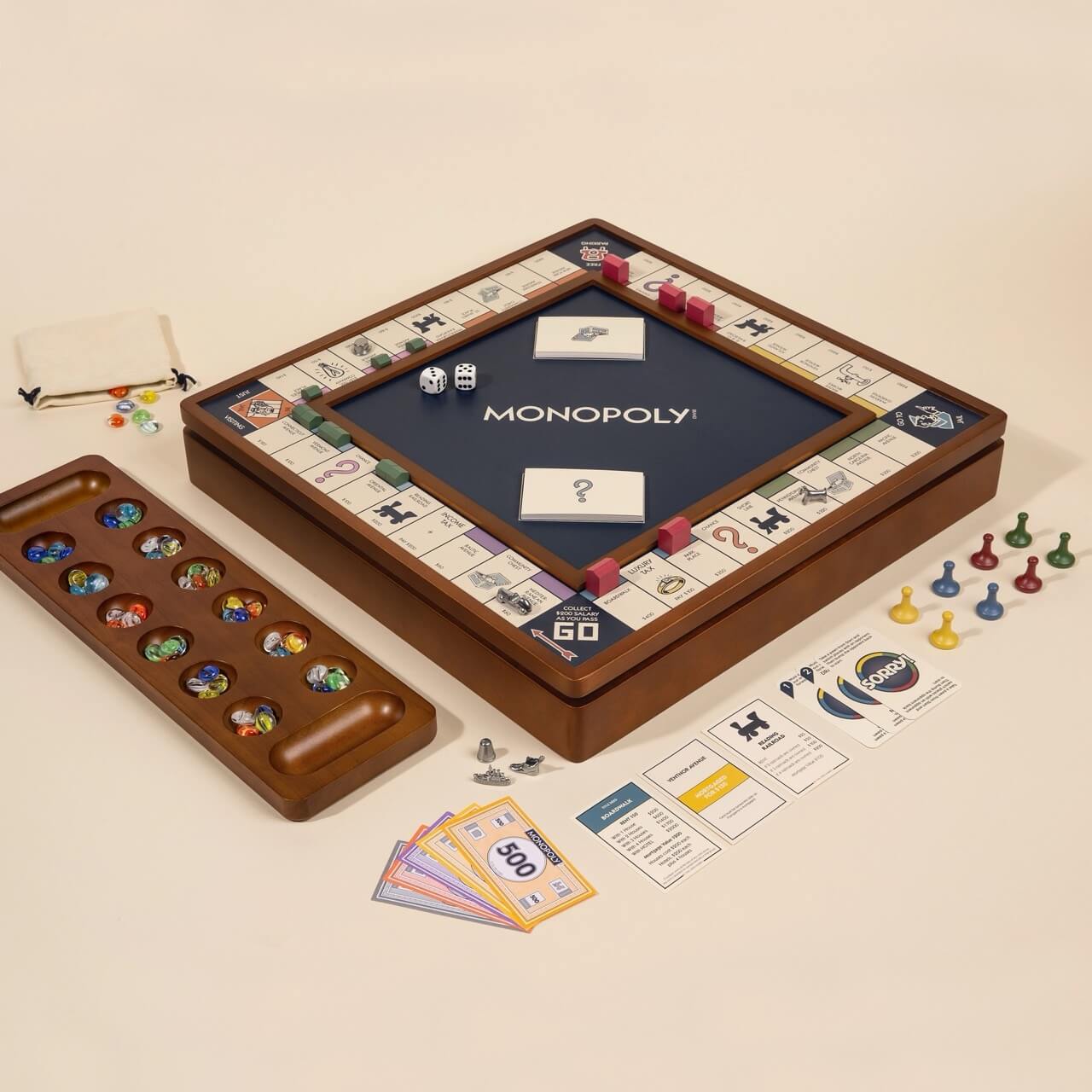 3-in-1 Compendium: Monopoly, Sorry & Mancala