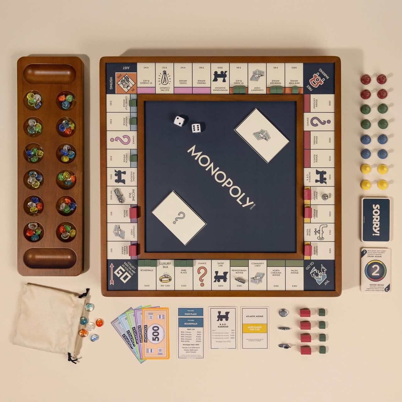 3-in-1 Compendium: Monopoly, Sorry & Mancala