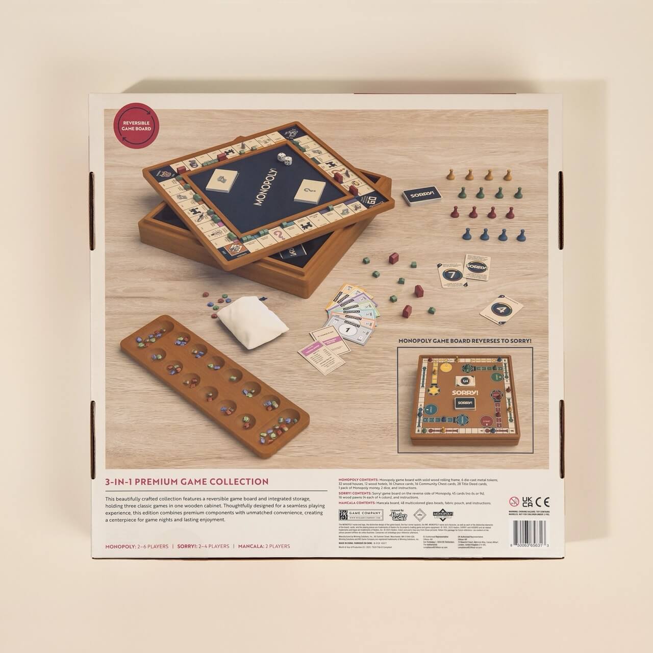 3-in-1 Compendium: Monopoly, Sorry & Mancala