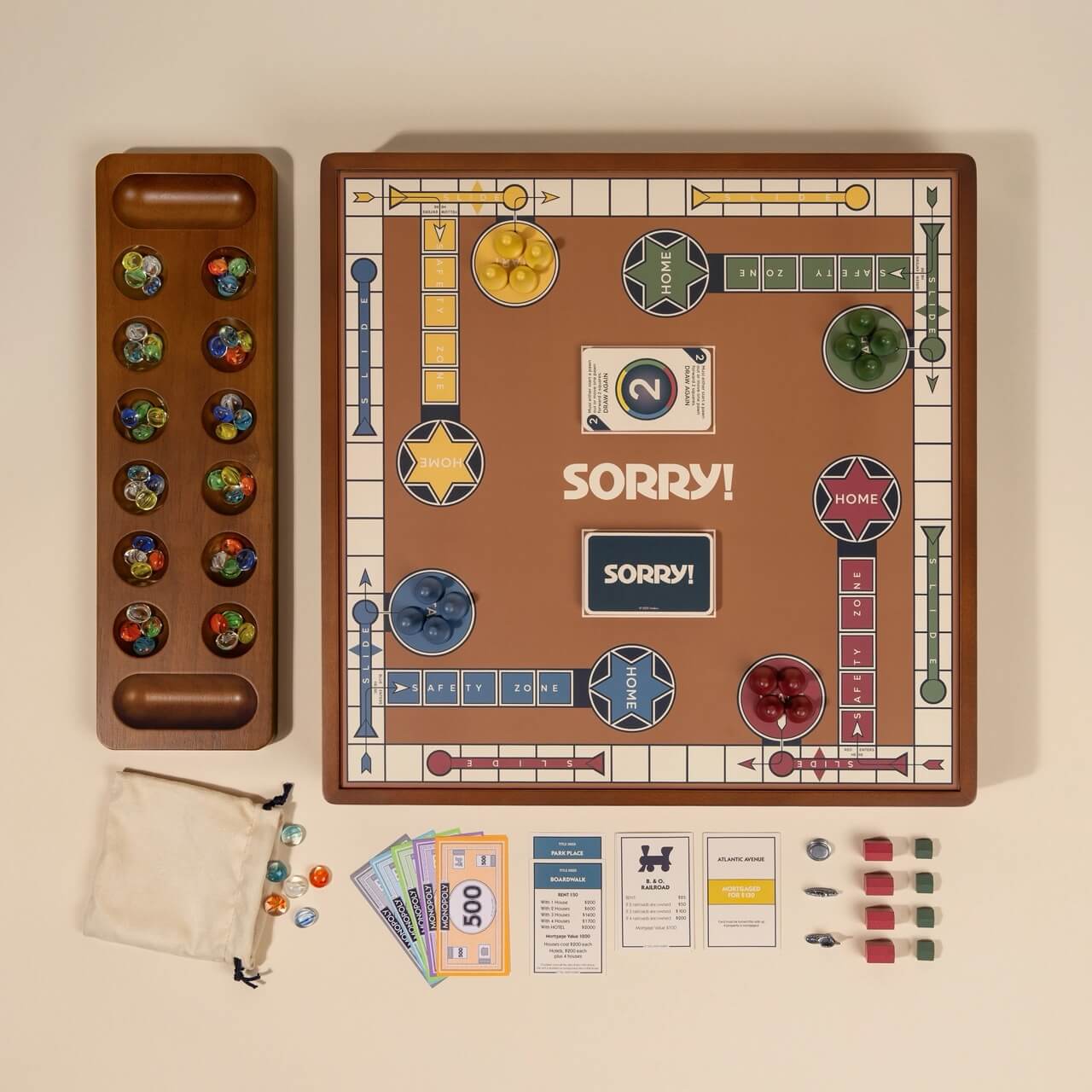 3-in-1 Compendium: Monopoly, Sorry & Mancala