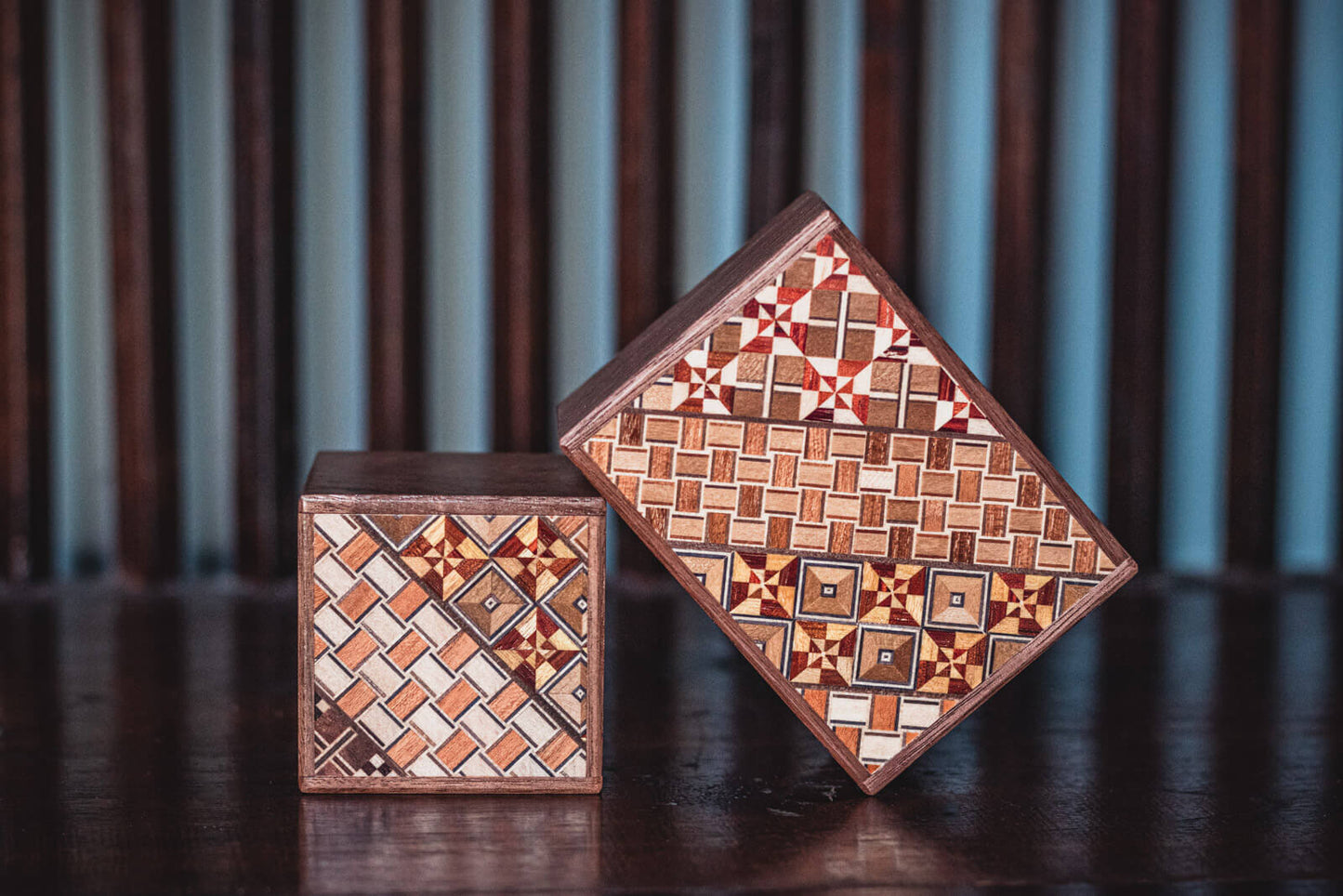 Walnut Yosegi Puzzle Boxes