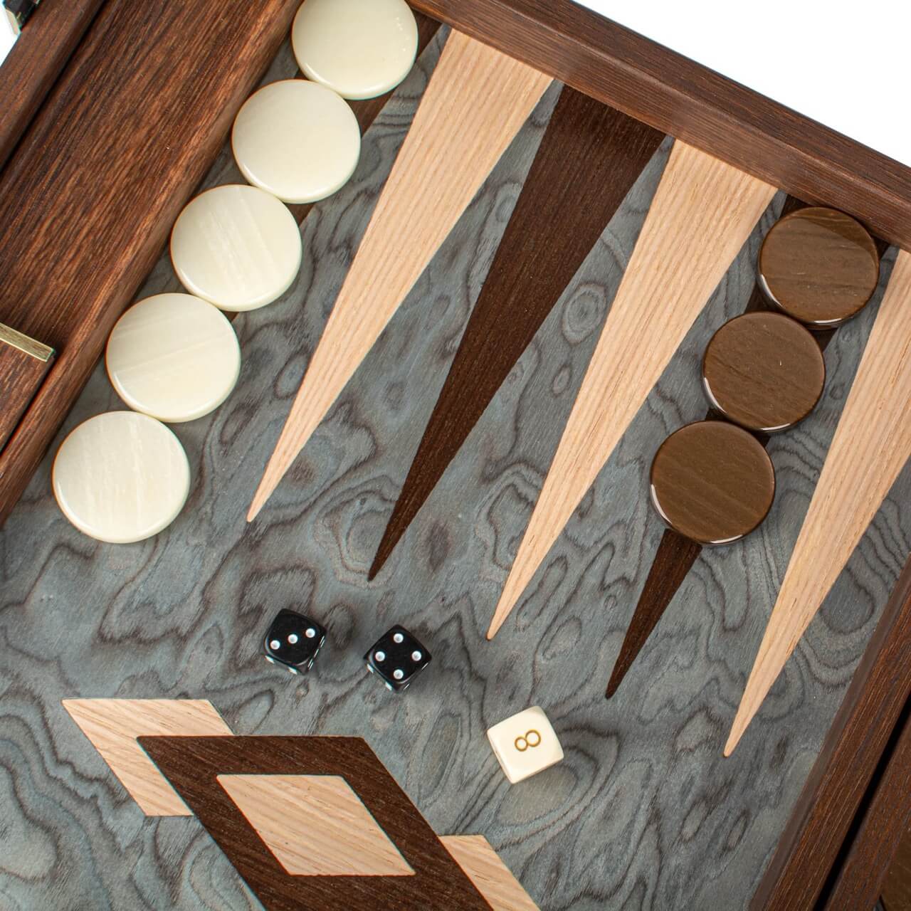 Pearly Grey Vavona Backgammon Set