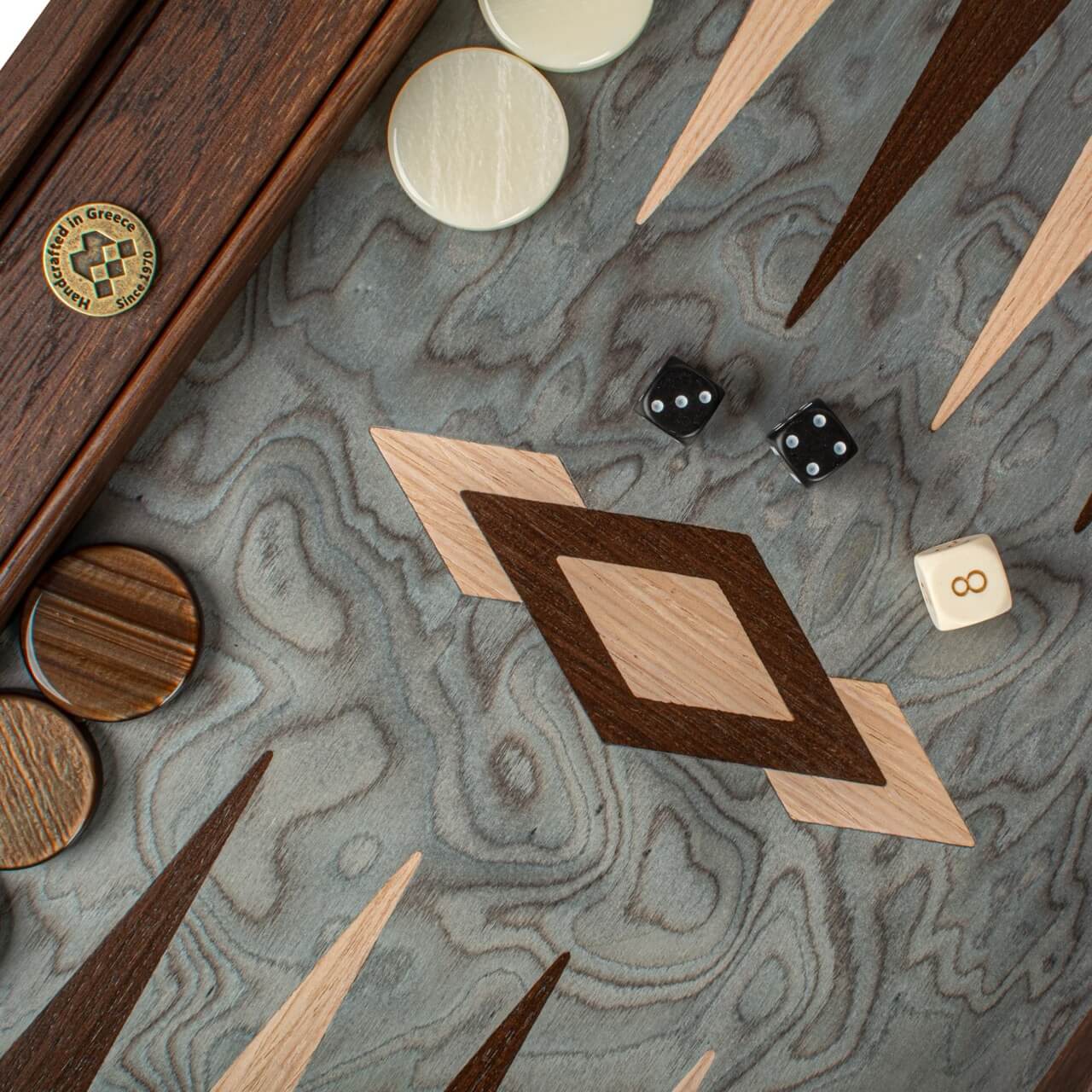 Pearly Grey Vavona Backgammon Set