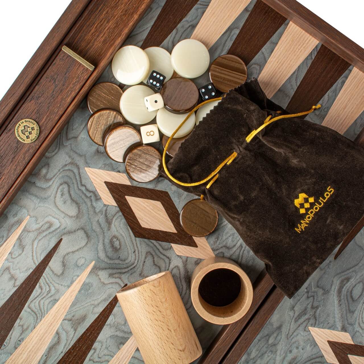 Pearly Grey Vavona Backgammon Set