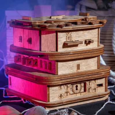 Cluebox Pro: Sherlock's Camera - Escape Room in a box, Wooden Puzzle Boxes