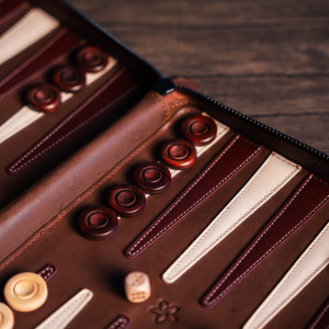 Deluxe Leather Backgammon Set